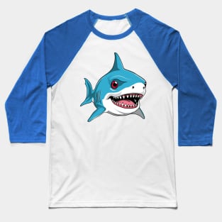 Scary Cute Great White Shark Graphic Design Baseball T-Shirt